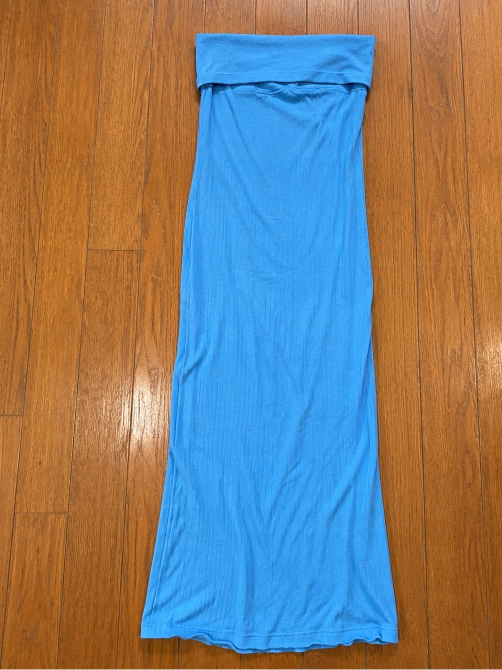 Wild Fablr Classic Sky Blue Ribbed Strapless Dress Sz S